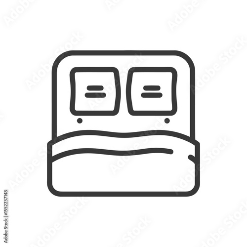 Minimalist Double Bed Icon: Clean Line Art for Bedroom Design