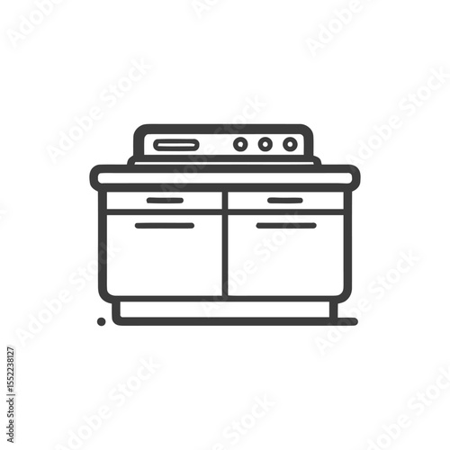 Minimalist Kitchen Stove Icon: Clean Line Art Illustration on White Background