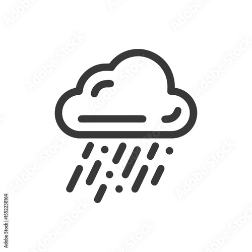 Minimalist Rain Cloud Icon: Weather Symbol with Droplets