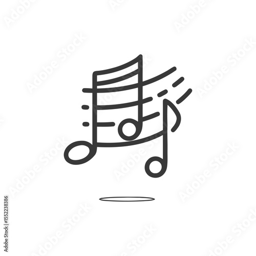 Minimalist Music Notes Icon: Bold Outline Design on White Background