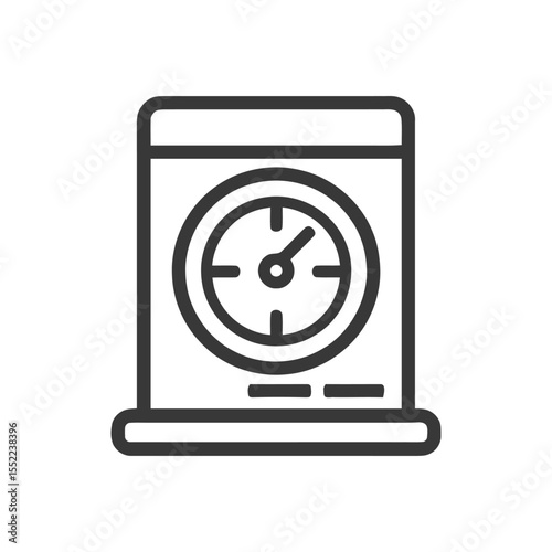 Retro Style Timer Icon with Bold Outline and Rounded Edges