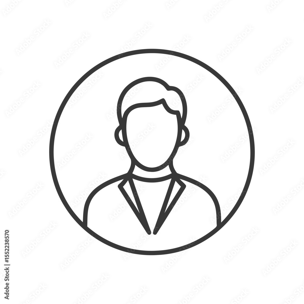Obraz premium Minimalist Man Icon: Faceless Figure in Circle Outline