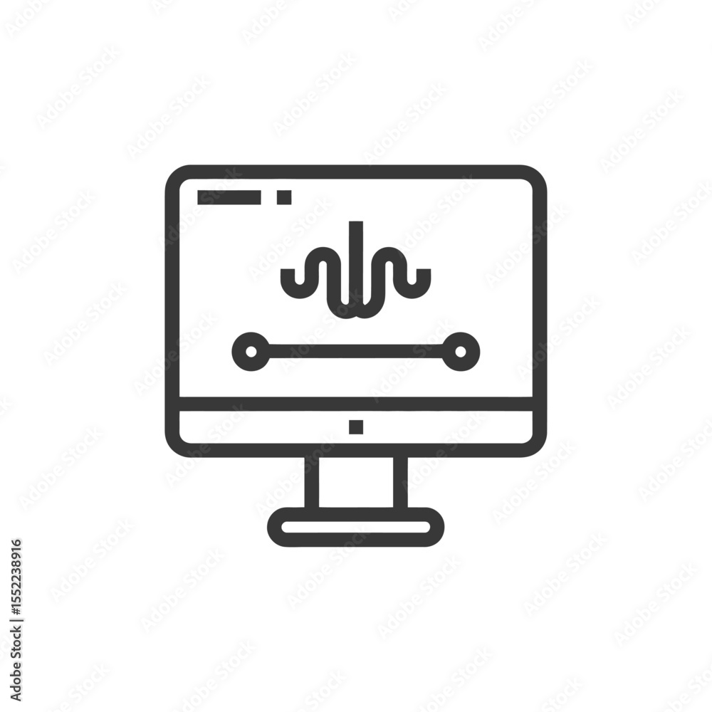 Monitor Displaying Heartbeat Signal, Medical Technology Icon, Minimalist Design Monitor Displaying Heartbeat Signal, Medical Technology Icon, Minimalist Design