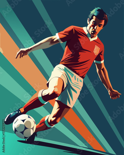 Vector image of a soccer player about to kick the ball.