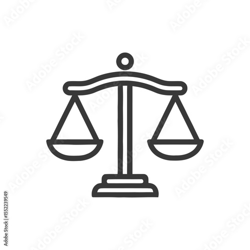 Minimalist Scales of Justice Icon: Law, Balance, and Fairness Symbol