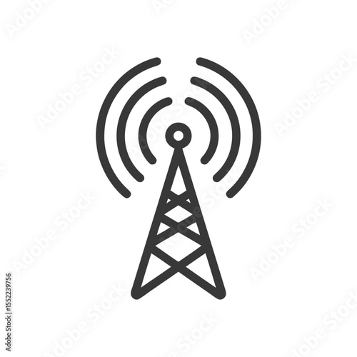Minimalist Icon of a Communication Tower with Signal Waves