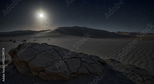 Serene Nightscape: Moonlit Desert Sands