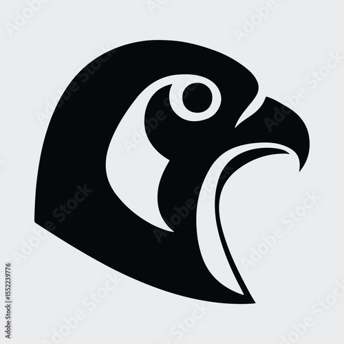 Silhouette of majestic falcon eagle head bold graphic Vector illustration