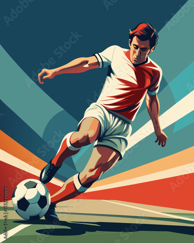 Vector illustration of a soccer player in action.