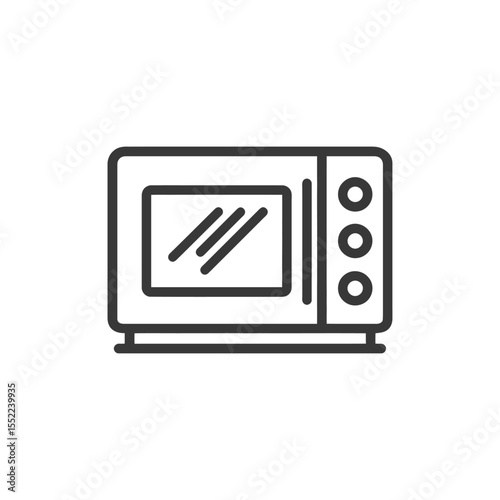 Modern Microwave Oven Icon with Three Control Buttons, Outline Style