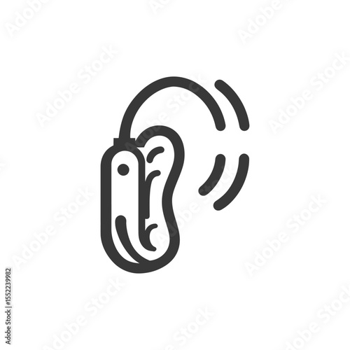 Minimalist Hearing Aid Icon: Sound Amplification Device for Hearing Impairment