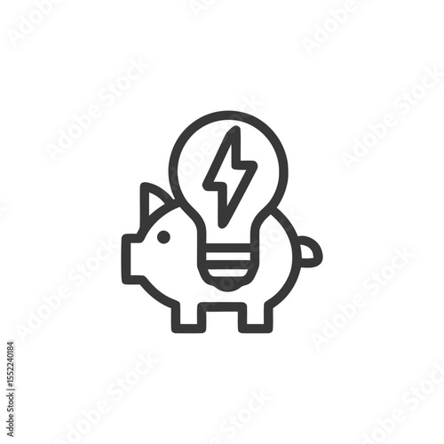 Piggy Bank with Lightbulb: Saving Ideas, Financial Innovation Icon