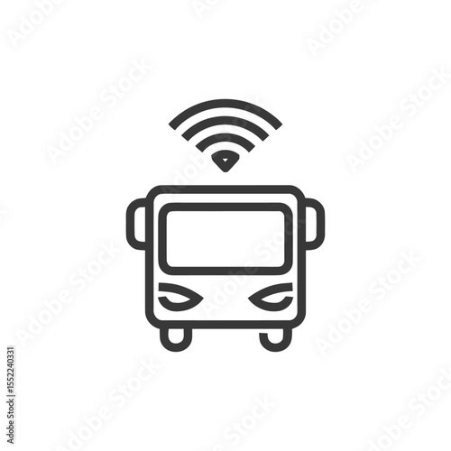 Autonomous Bus Icon: Connected Vehicle Technology, Minimalist Design