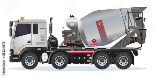 Concrete mixer heavy truck for construction service 3D vector illustration