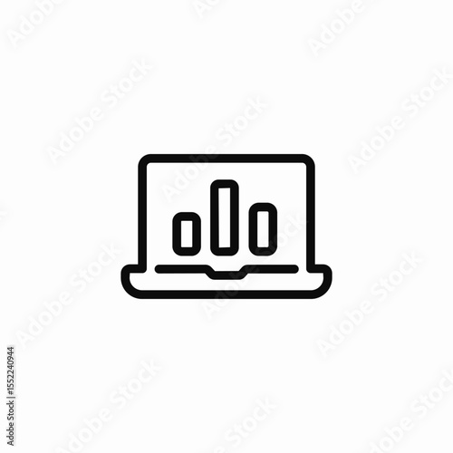 laptop data presentation icon sign vector