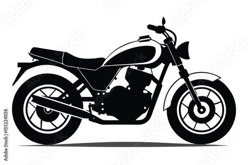 Silhouette of a Classic Motorcycle with Distinct Details, Featuring Tank and Fenders