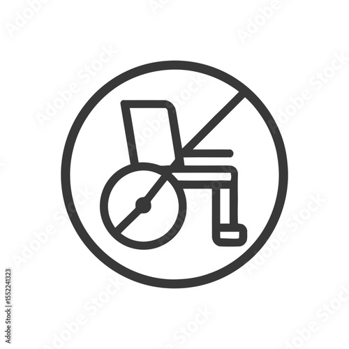 Wheelchair Prohibition Sign: Accessibility Restriction Symbol in Black and White