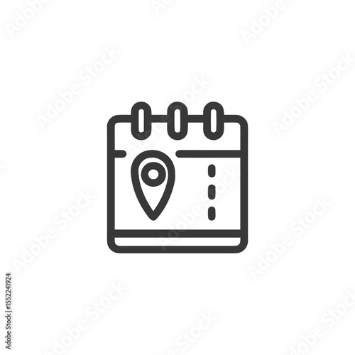 Minimalist Calendar Icon with Location Pin, Appointment Reminder Symbol
