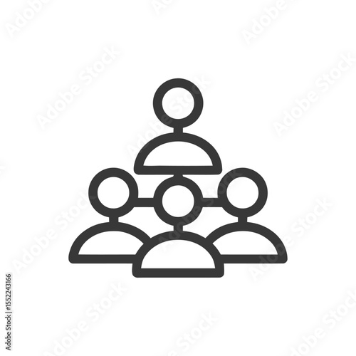 Hierarchical Team Structure Icon: Connected People in Organizational Chart