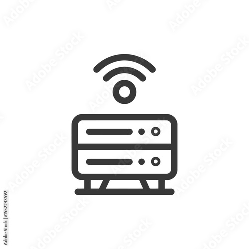 Server Rack with Wireless Signal Icon, Minimalist Design