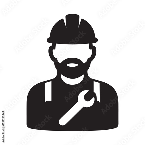 Construction Workers Black Vector Silhouettes, Construction workers wearing helmets and Vests Vector  