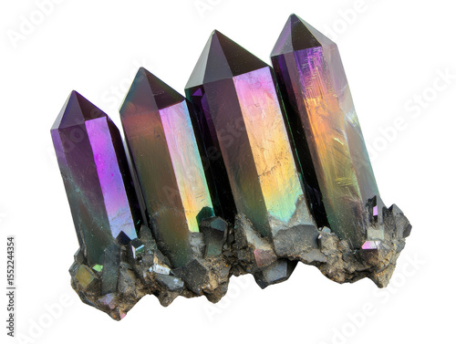 Rainbow aura quartz crystals display iridescent colors