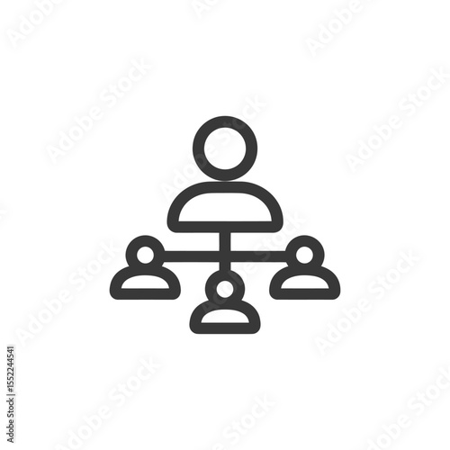 Hierarchical Structure: Organization Chart Icon in Bold Outline Style