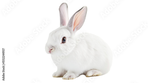 white rabbit isolated on white background , transparent png 