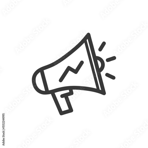Megaphone with Graph Line Icon: Loudspeaker Symbol for Communication and Announcement