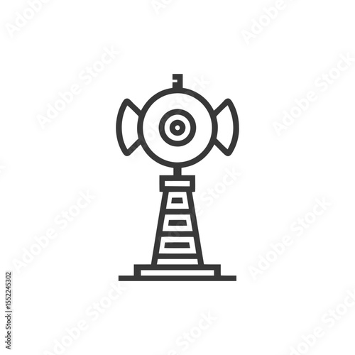 Minimalist Icon of a Surveillance Tower with Camera and Horns