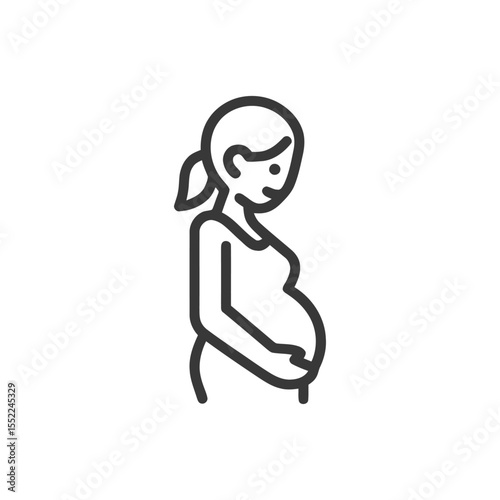Minimalist Line Art: Pregnant Woman Silhouette with Hands on Belly