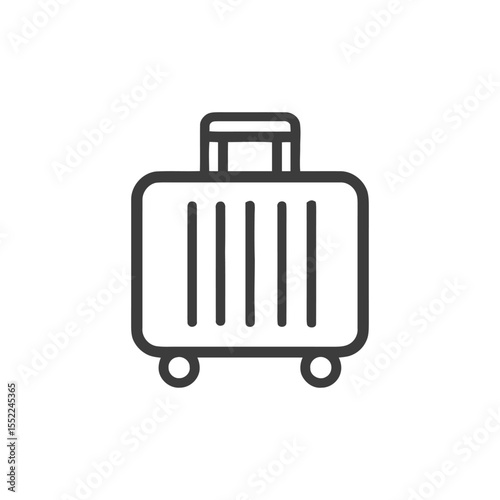 Minimalist Suitcase Icon: Travel Luggage Outline on White Background