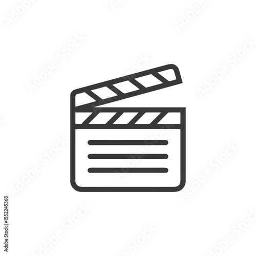 Minimalist Clapperboard Icon: Film Production Symbol in Bold Outline Style