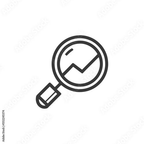 Magnifying Glass Icon with Rising Graph Line, Business Analysis Concept