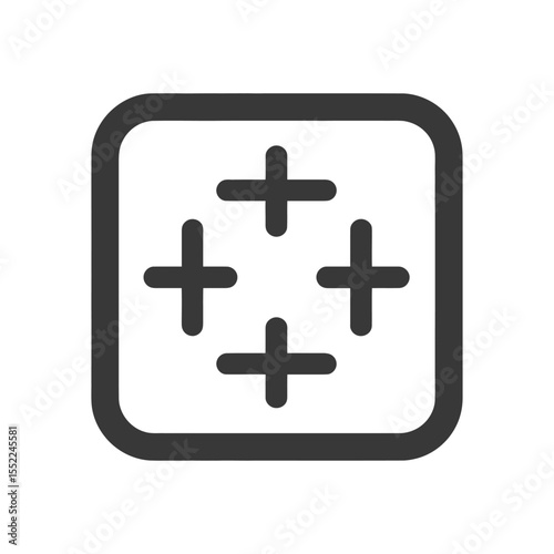 Target Icon: Four Crosshairs in Rounded Square Frame, Minimalist Design