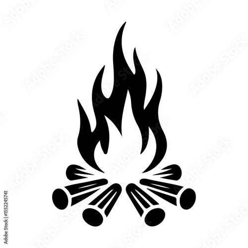 Simple campfire silhouette with white background