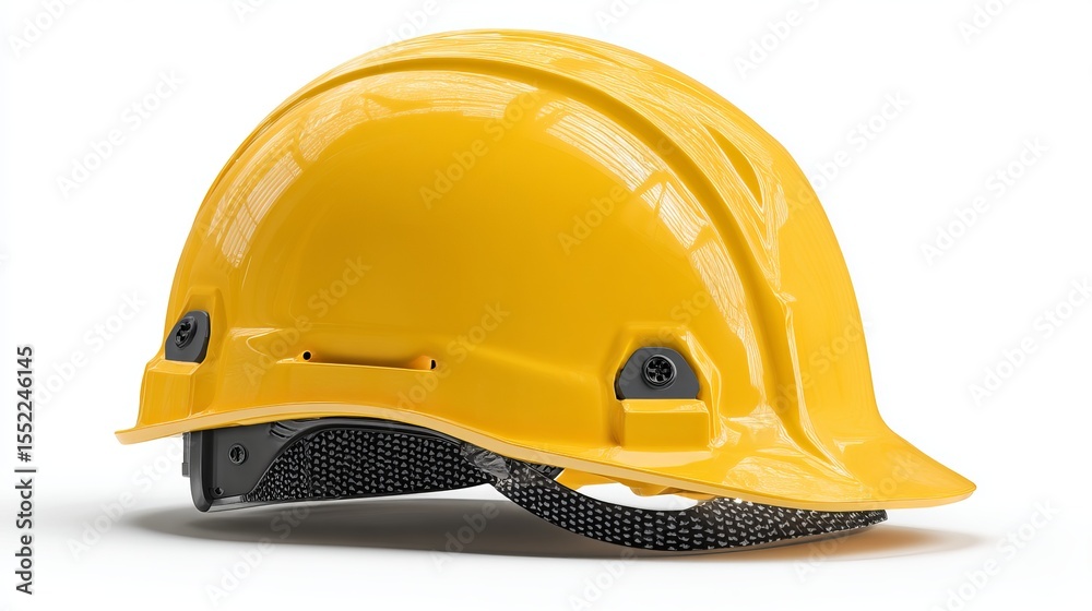 Fototapeta premium High Visibility Yellow Safety Hard Hat Construction Worker Protection Equipment Industrial Headgear Secure Durable Professional Grade Head Protection Helmet Safety Gear 3D Oil Gas 