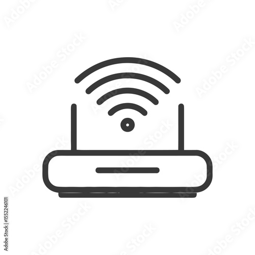 Minimalist Router Icon: Clean Line Art for Wireless Connectivity
