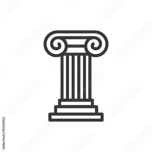 Ionic Column Outline: Classical Architecture Icon, Simple Design