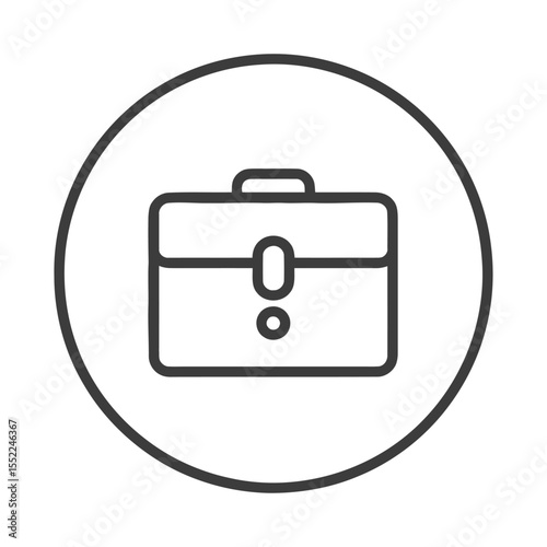 Minimalist Briefcase Icon in Circle, Business Symbol, Outline Style