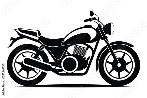 Striking Silhouette of Classic Motorcycle, Iconic Design With Bold Lines, Timeless Appeal