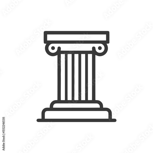 Minimalist Ionic Column Icon: Ancient Architecture Symbol in Bold Outline