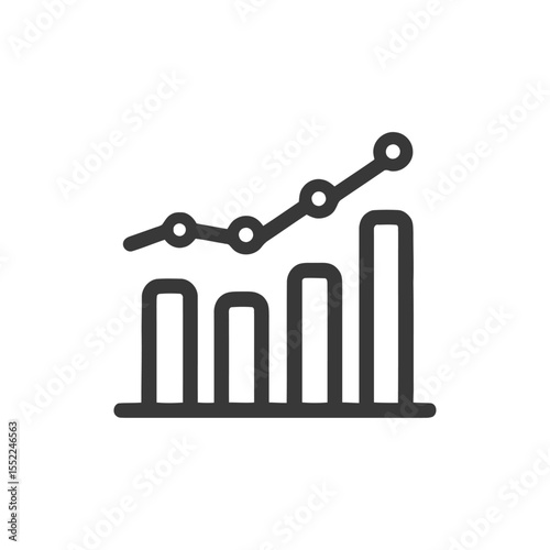 Ascending Bar and Line Graph Icon: Business Growth and Financial Success