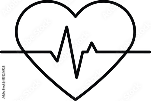 Heartbeat Line Outline Icon - AI Generative
