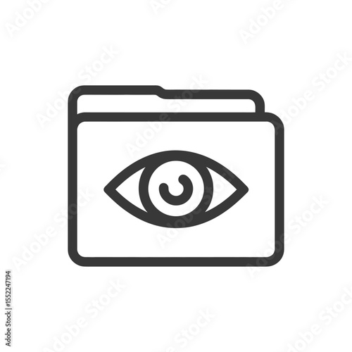 Free Download Eye Icon on Folder: Data Surveillance, Privacy Concept, Outline Style - GFXLoad
