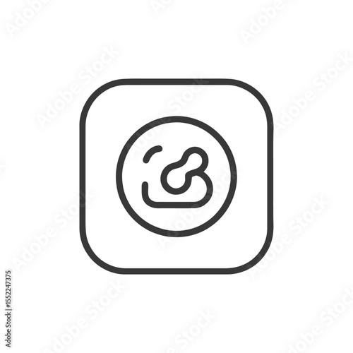 Minimalist Pacifier Icon in Rounded Square Frame, Clean Line Art