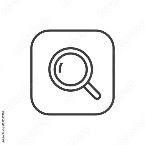 Minimalist Magnifying Glass Icon in Rounded Square Frame, Search Symbol