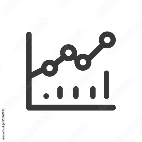 Ascending Graph Icon: Business Growth and Data Visualization in Dark Gray