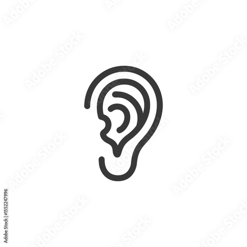 Minimalist Ear Icon: Anatomy, Hearing, and Medical Symbolism