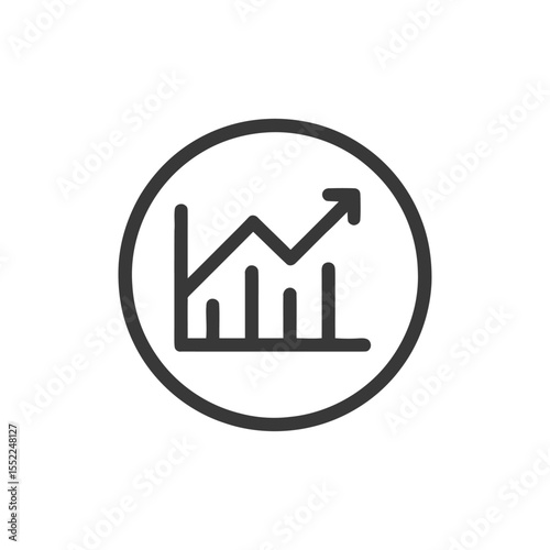 Rising Graph Icon in Circle: Business Growth and Success Symbol